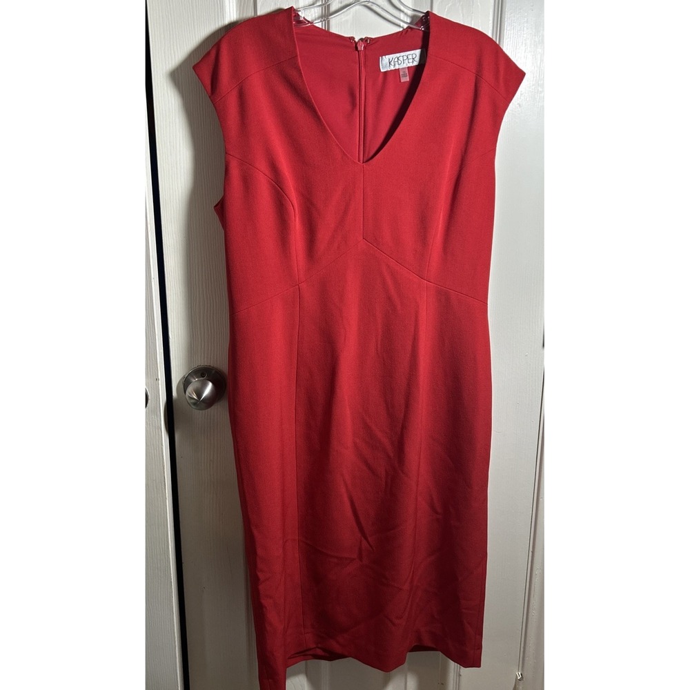 Kasper Red Vneck Dress Size 10 - Women's‎ Work Dresses